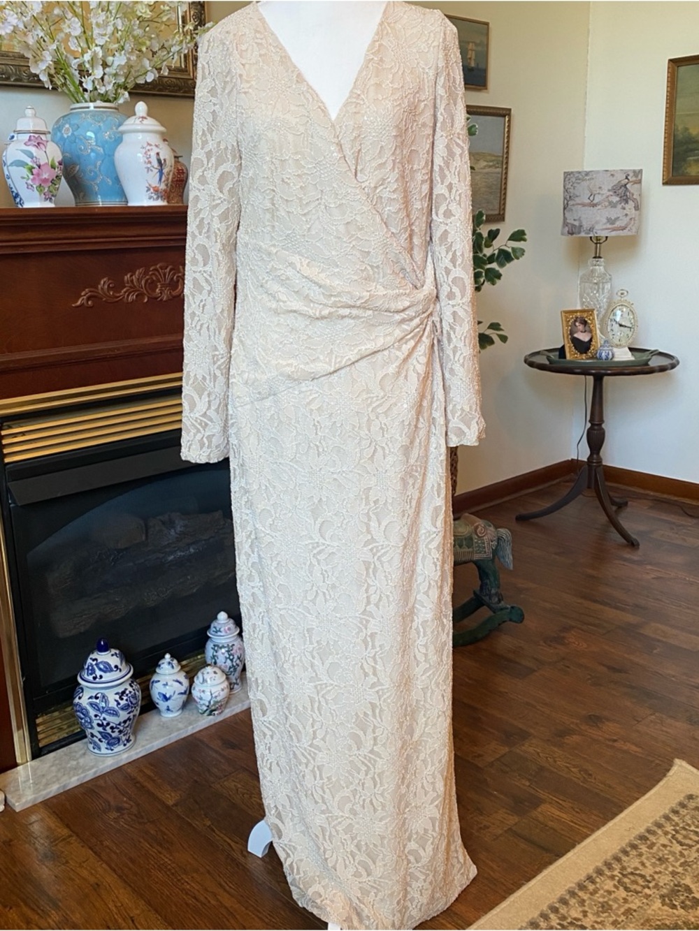 Lauren Ralph Lauren • Evening Nude Lace Gown • Mother of the Bride • Size 14